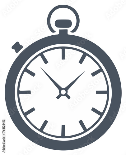 Clock with Seconds Ticking. Time, Stopwatch, Timer, Deadline Vector Graphic Isolated