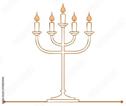 Candelabrum vector illustration five candles burning minimalist design