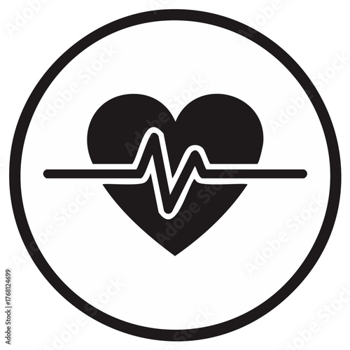 Heartbeat monitor icon with electrocardiogram inside a circle