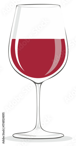 Elegant Wine Glass Filled with Red Wine Beverage on a White Background