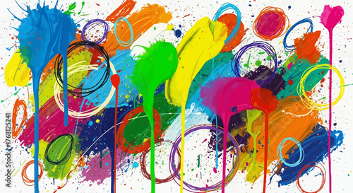 Kaleidoscopic symphony of drips and splashes a modern abstract painting showcasing vibrant colors
