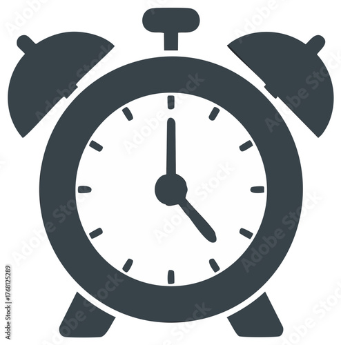 Minimalist vector alarm clock icon representing morning wake up schedule and time management