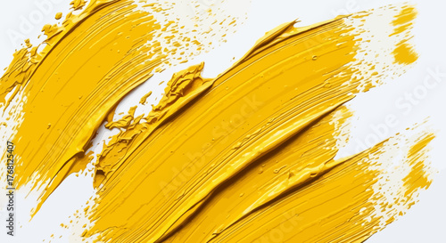 Energetic strokes of vibrant yellow paint create a bold and abstract visual texture