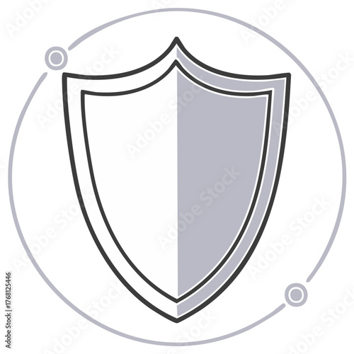 Isolated shield icon graphic with secure connections symbolizing defense security and protection in minimalist style