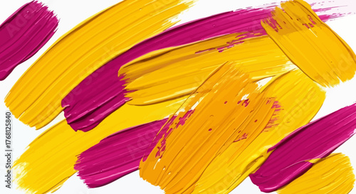 Energetic brushstrokes in vibrant yellow and magenta create a dynamic abstract art piece