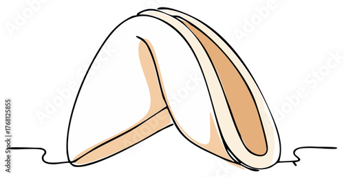 Simple Continuous Line Drawing of a Traditional Asian Fortune Cookie