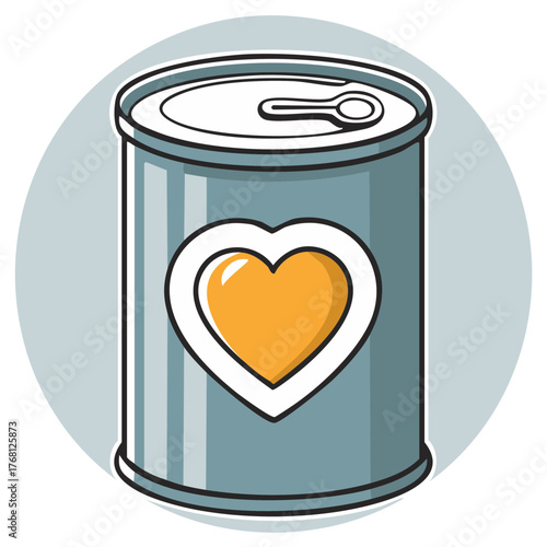 Preservation tin with a prominent heart emblem symbolizing love and care