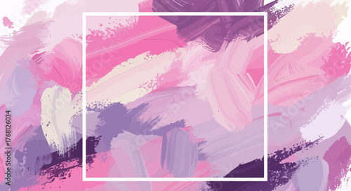 Abstract pastel hues oil painting background with brush strokes within a framed canvas