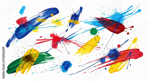 Vibrant spectrum, artistic splash design showcasing colorful paint streaks and splatters for