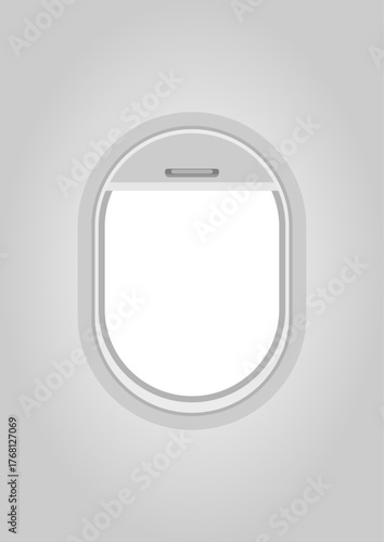 Minimal airplane window design with rounded frame and latch detail, perfect for travel themed branding, aviation content, or modern editorial layouts.