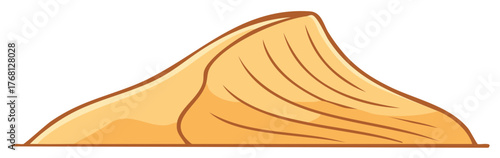 Cartoon style desert sand dune illustration with simple lines and earthy colors