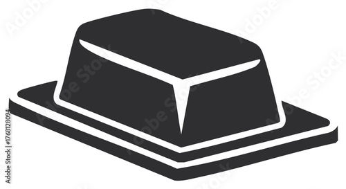 Stylized dark gray icon of a gold bar on a lighter gray surface