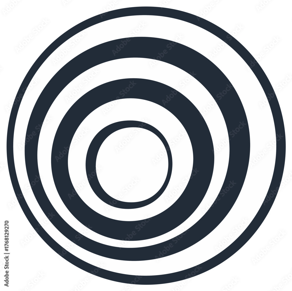 Naklejka premium Abstract Concentric Circles Pattern, Circular Shape Design with Black and White, Minimalist Composition