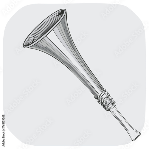 Vector illustration of a traditional vuvuzela or stadium horn in a monochrome sketch style