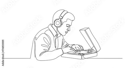 Man listening to record player at night symbolizing solitude and emotion