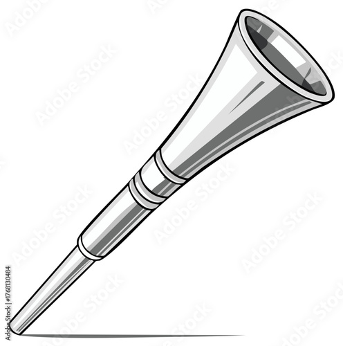 Stylized silver celebratory horn a vibrant musical instrument for sporting events or festive occasions