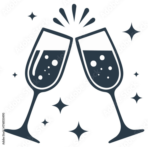 Elegant Toasting Champagne Flutes Icon for Festive Occasions