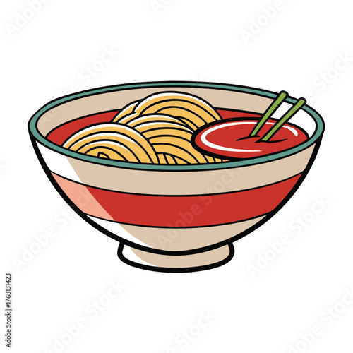 A Bowl of Soba Noodles with Dipping Sauce and Chopsticks