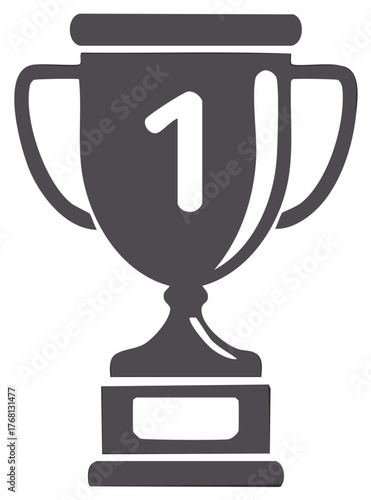 Number one trophy cup vector symbol, first place award illustration, winning competition