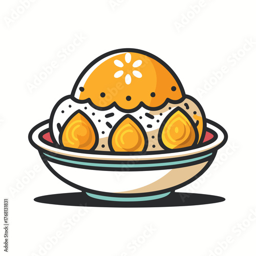 Cartoon Biryani Dish With Eggs In A Minimal Illustration