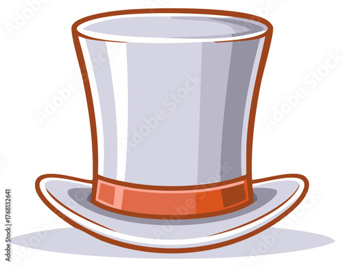 Elegant Cartoon Top Hat with Orange Band Stylish Formal Accessory Vector Graphic Illustration