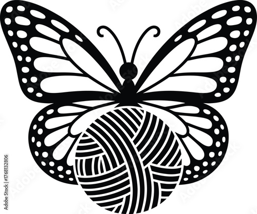 Charming butterfly and yarn ball craft silhouette for creative projects