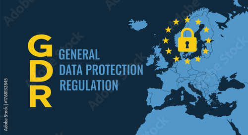 Gdpr compliance data protection general regulation eu map security editable stock