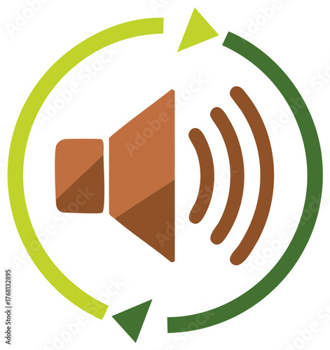 Sound symbol with circular arrows indicating rotation or cycle motion