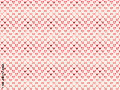 Illustration of a pattern design background with lots of cute pink pig faces