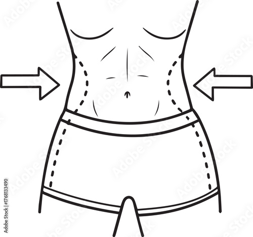 Human Torso With Arrows Indicating Waistline abdomen