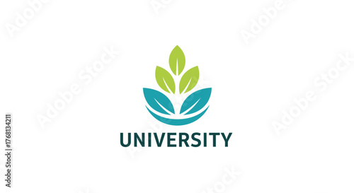 Elegant University Logo Design Featuring Abstract Leaves Symbolizing Growth and Learning