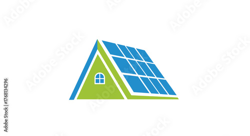 Illustration of a house with solar panels on the roof promoting renewable energy