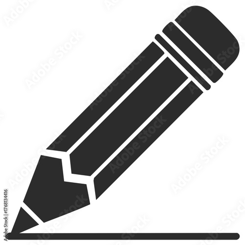 Dark gray pencil drawing a horizontal line icon illustration