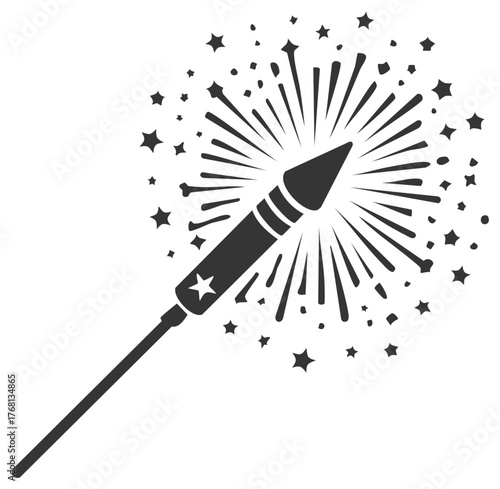 Sparkler with Stars and Firework Effect Illustration