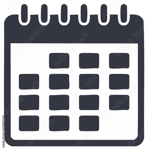 Simple hand drawn calendar icon vector graphic for planning schedules events and appointments