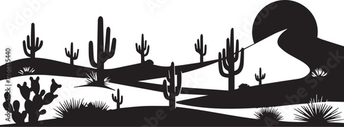 Desert Landscape with Saguaro Cacti and Dunes cactus