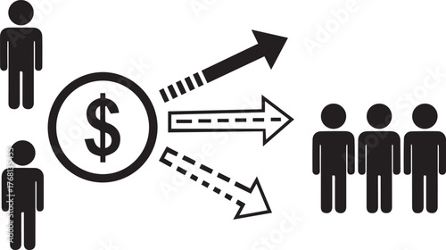 Dollar Sign Coin With Arrows And People Icons money