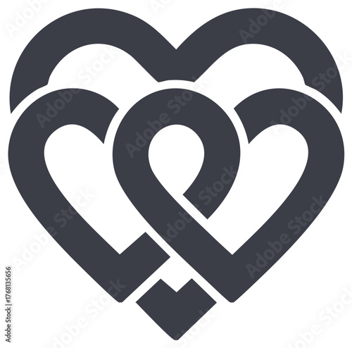Intertwined Hearts Symbol United Love Concept