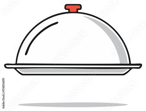 Illustration of a silver serving dish covered with a lid for keeping food warm and providing elegant presentation in hotels.