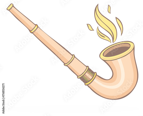 Elegant tobacco smoking pipe with rising smoke, conveying classic relaxation in a smooth design