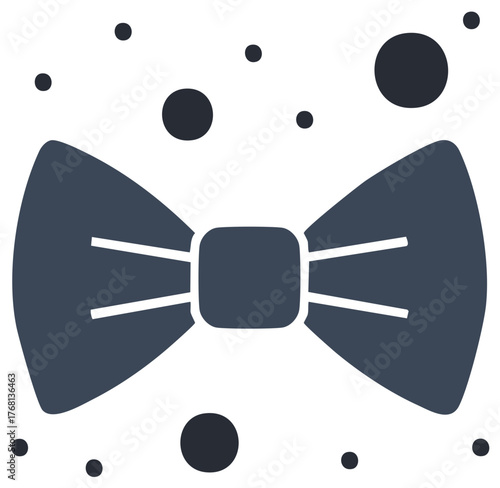 Elegant bowtie icon with confetti accents for celebrations or formal events