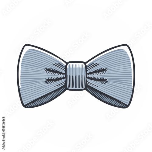 Vintage Style Bow Tie Illustration in Light Blue and Black