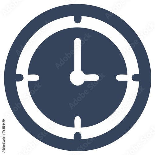 Clock icon illustration showing time at one o'clock, with circle and markers.