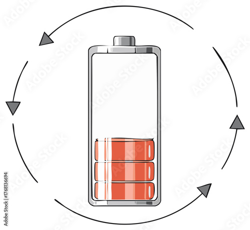 Battery Charging Cycle Arrows Energy Rechargeable Power Source Concept