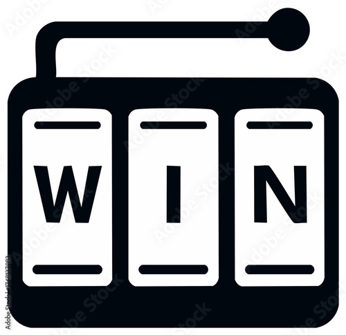 Retro Slot Machine Reels Displaying the Word WIN, Casino Game Symbol