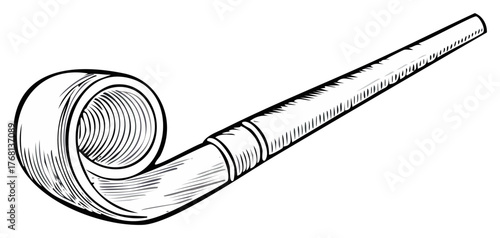 Vintage Style Party Blower Illustration with Rolled End and Spirals