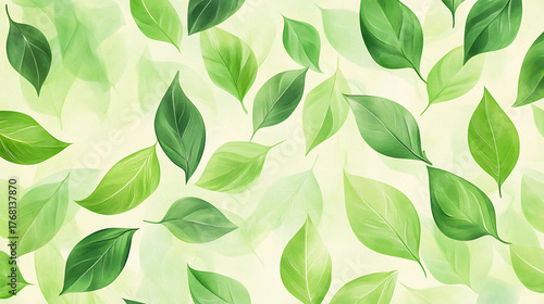 Fresh Green Leaves Pattern Artistic Background Design Nature Freshness Theme