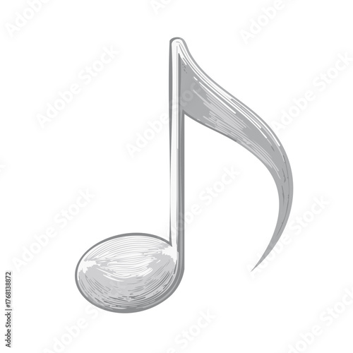 Eighth Note Illustration, Music Symbol Element, Musical Notation, Creative Composition for Visual Projects