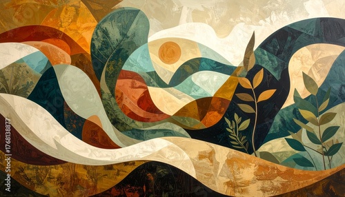environmental protection with organic shapes in earthy color tones