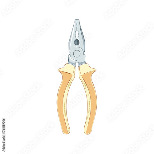 Needle-nose pliers with peach handle vector illustration for construction and DIY projects